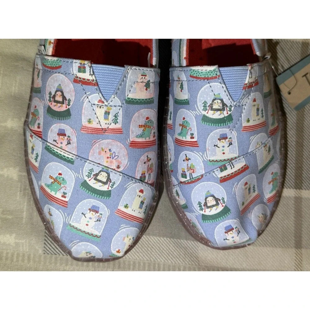 TOMS Alpargata‎ Holiday Slip On Flat Girls Pink Flats Casual - Picture 5 of 8